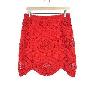 Tea & Cup Red Lace Skirt Size Large